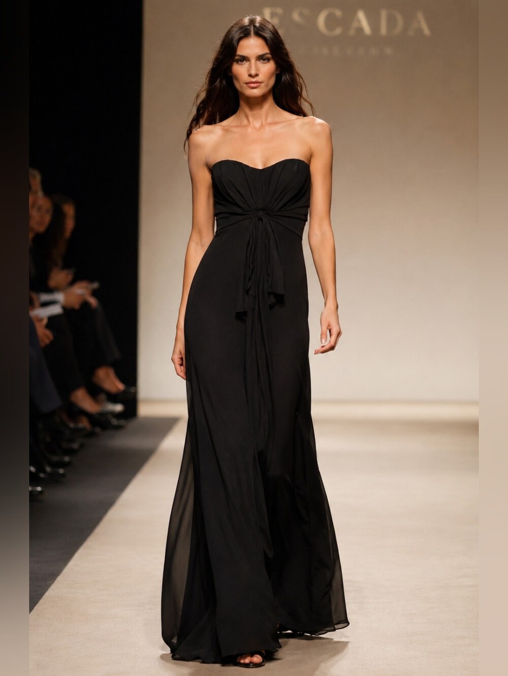 Escada Couture Brian Rennie 1990s Era Silk Black Luxury Gown